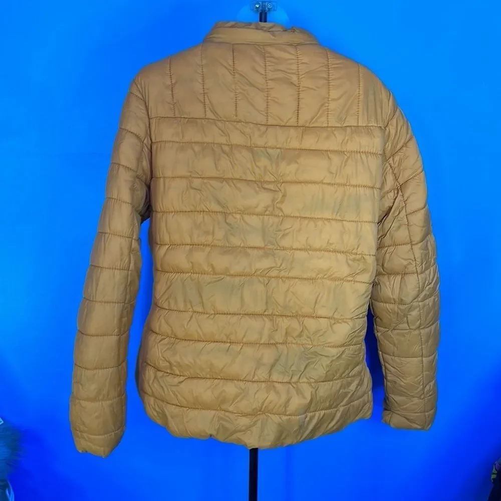 1 Sunset Lane Gold Puffer Jacket Women’s Size XL Quilted Winter Coat